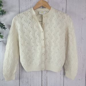 VTG WHITE KNIT CARDIGAN
